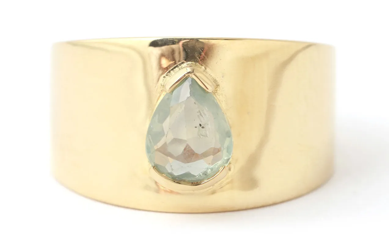 Pale Green Sapphire Cigar Band Ring sold by Melissa Joy Manning