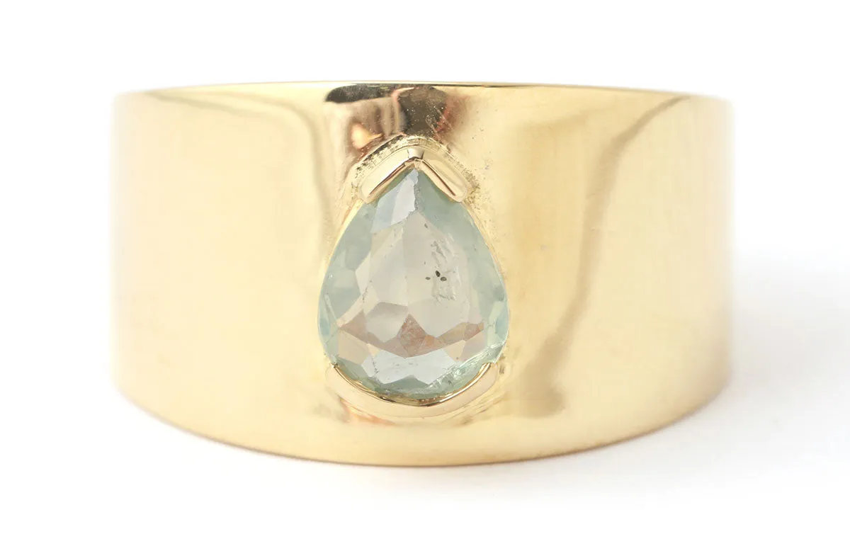 Pale Green Sapphire Cigar Band Ring sold by Melissa Joy Manning