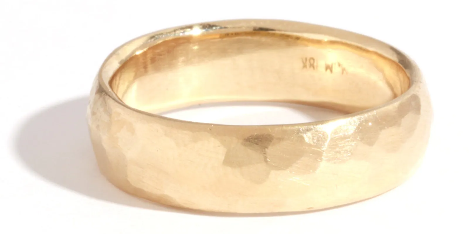 6mm Hammered Dome Solid Band - 18k Yellow Gold sold by Melissa Joy Manning
