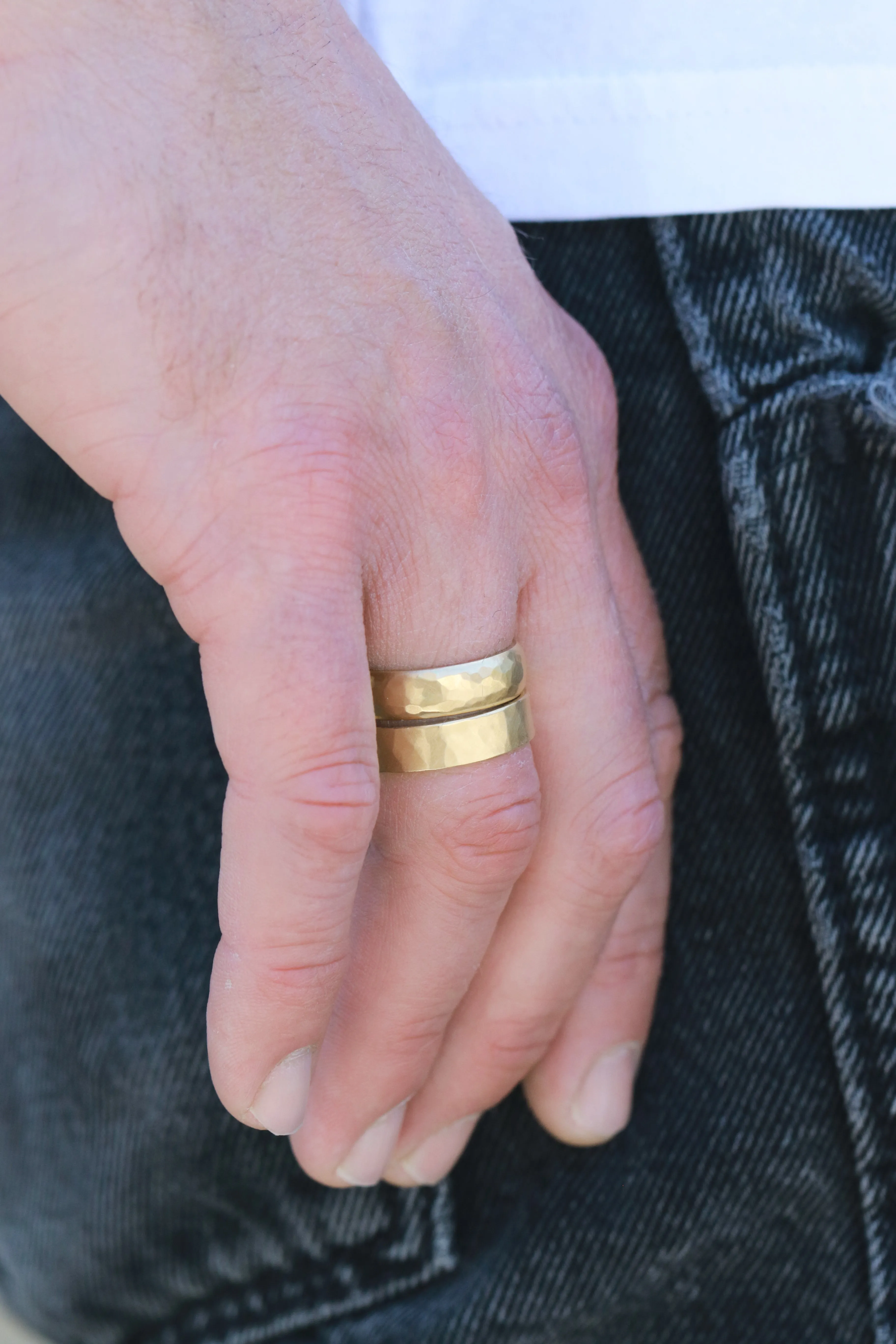 6mm Hammered Dome Solid Band - 18k Yellow Gold sold by Melissa Joy Manning product image thumbnail 2