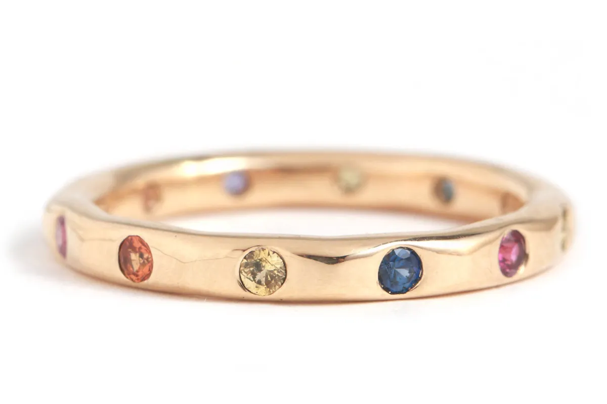 2mm Funfetti Sapphire Band - 14k Yellow Gold sold by Melissa Joy Manning