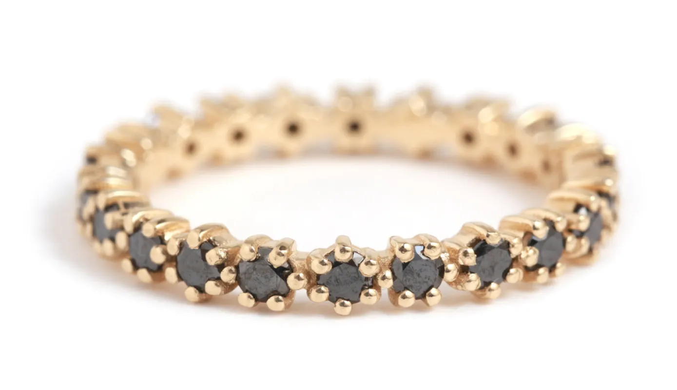 Black Diamond Eternity Band - 14k Yellow Gold made by Melissa Joy Manning
