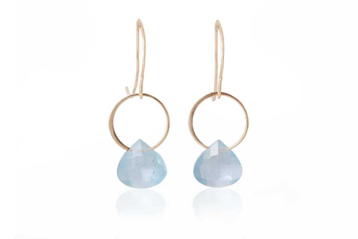 Aquamarine Single Drop Earrings made by Melissa Joy Manning