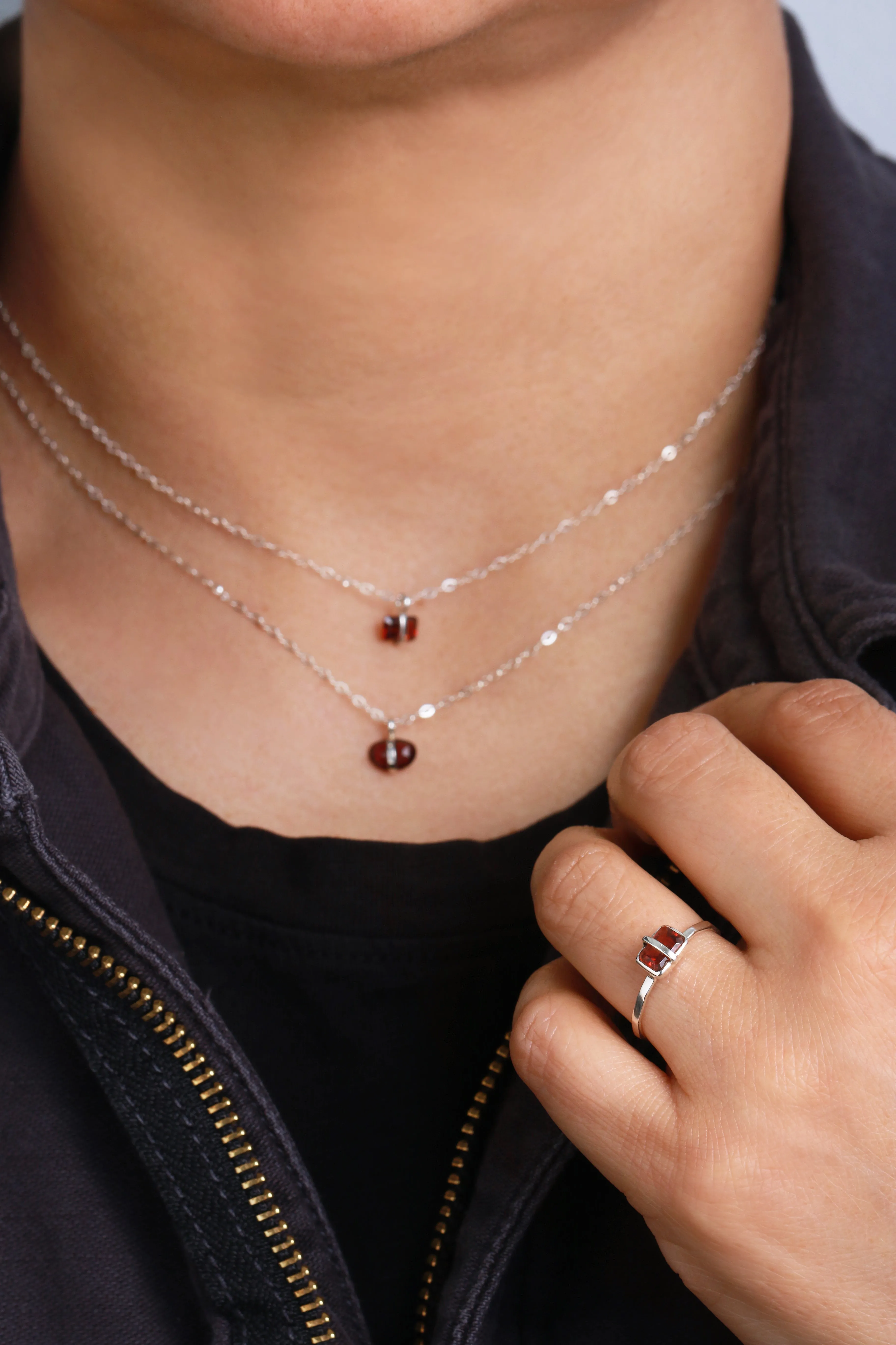 Emerald Cut Garnet Pendant Necklace sold by Melissa Joy Manning product image thumbnail 2