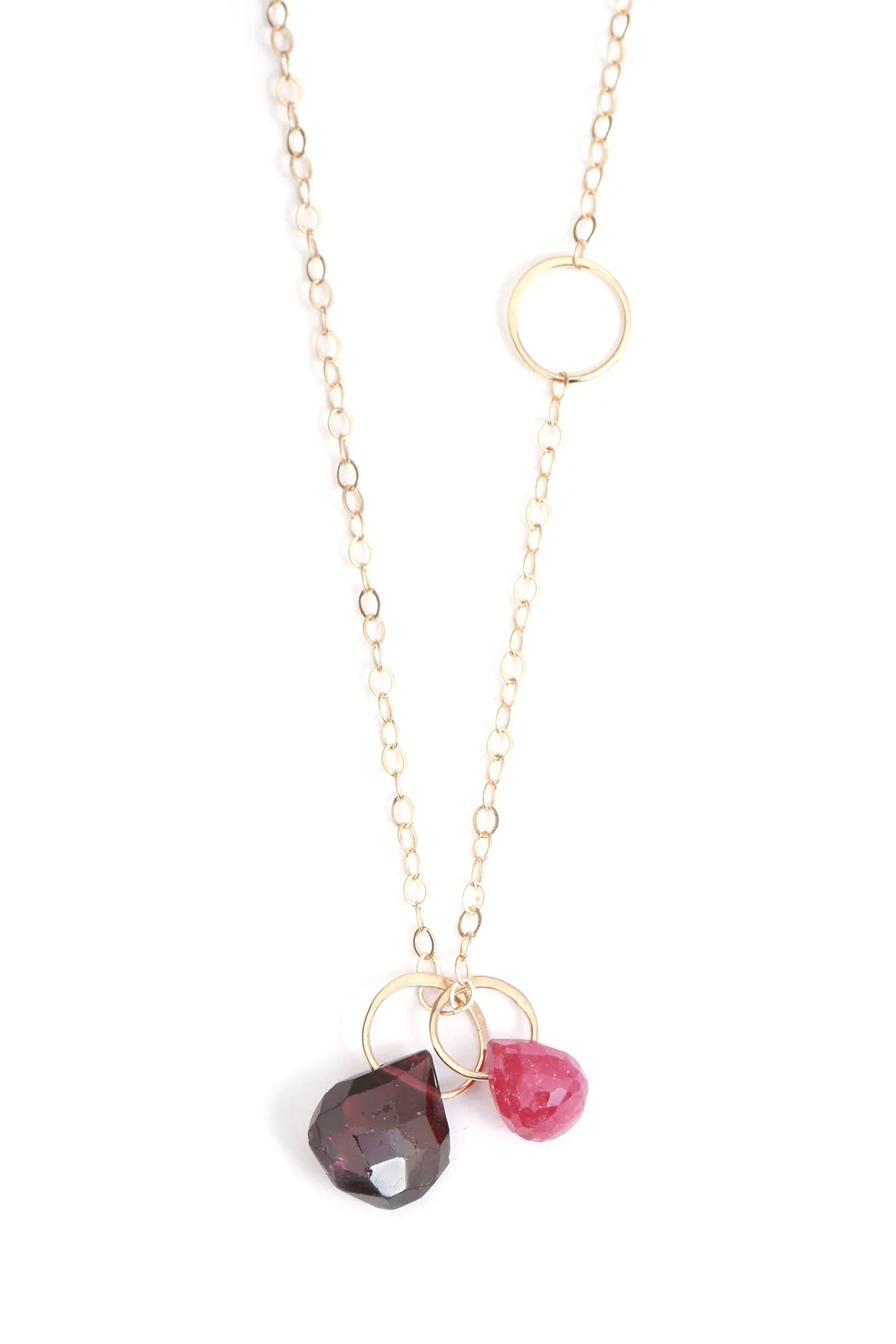 Rose Garnet and Ruby Drop Necklace sold by Melissa Joy Manning