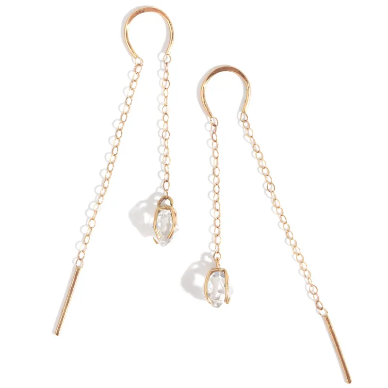 Herkimer Horseshoe Threader Chain Earrings made by Melissa Joy Manning