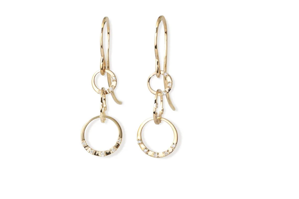 Triple Link White Diamond Drop Earrings made by Melissa Joy Manning