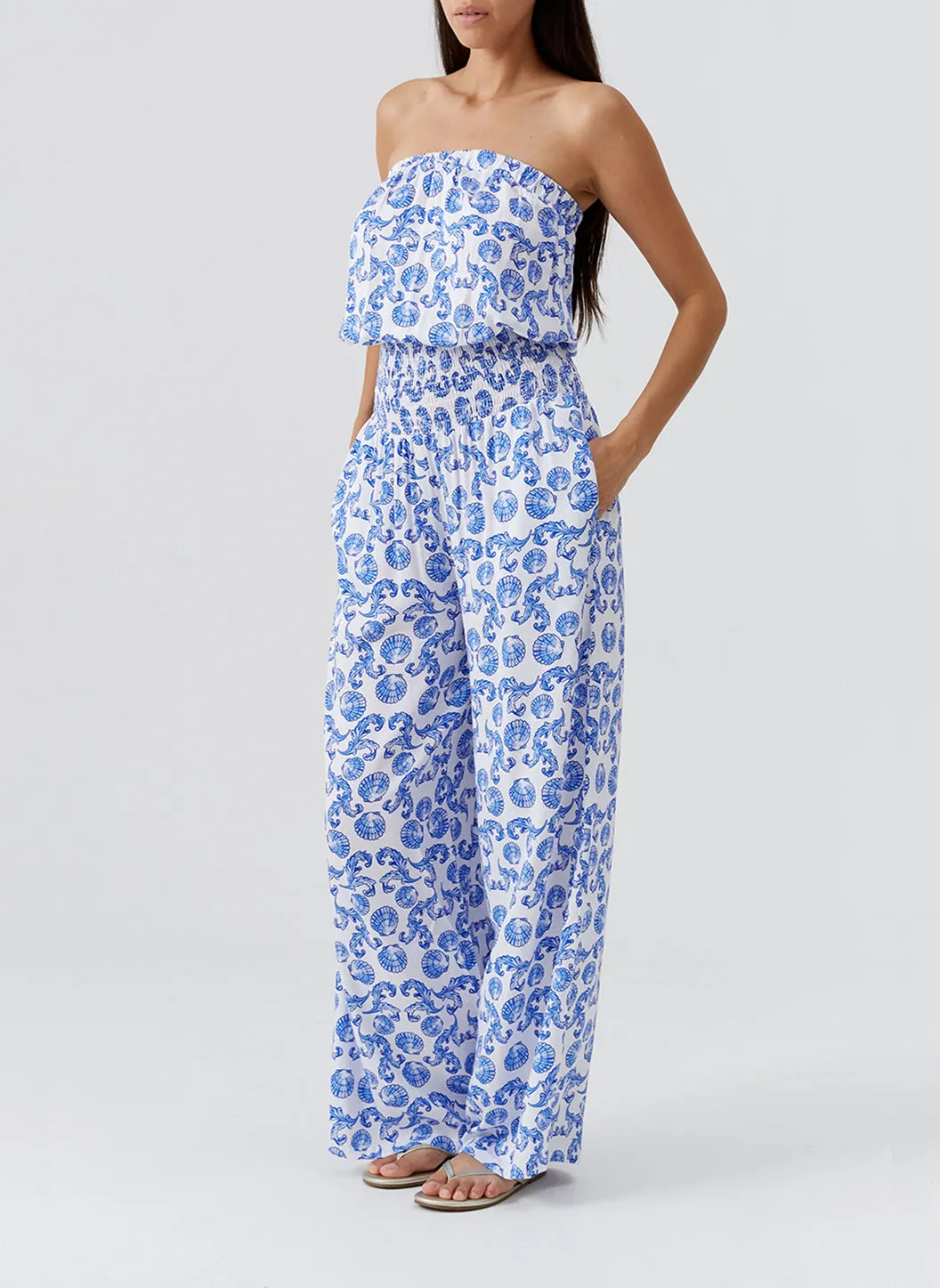 Exclusive Naomi Blue Shell Jumpsuit sold by Melissa Odabash product image thumbnail 2