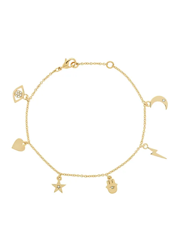 Gold Crystal Charm Bracelet sold by Melissa Odabash