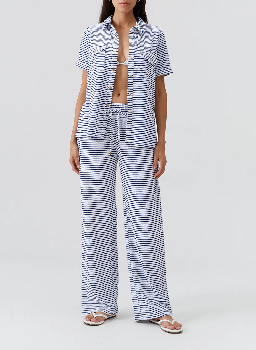 Tori Navy Stripe Shirt sold by Melissa Odabash product image thumbnail 3