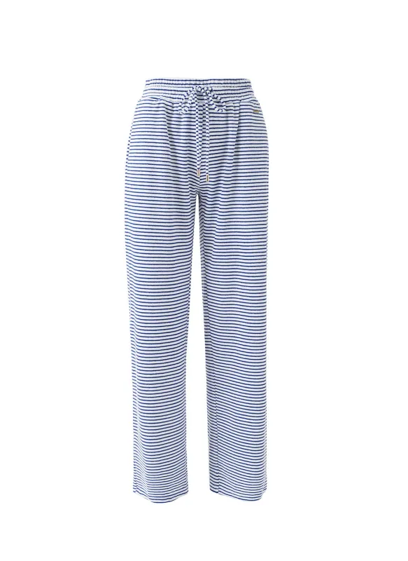 Betty Navy Stripe Trousers sold by Melissa Odabash