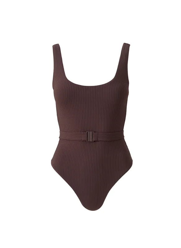 Rio Brown Ribbed Swimsuit sold by Melissa Odabash