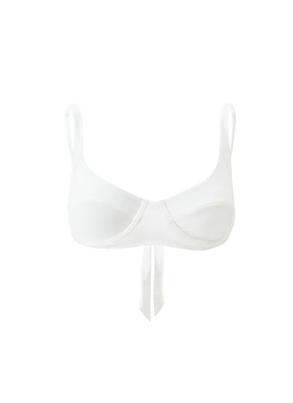Noto Cream Ribbed Bikini Top sold by Melissa Odabash