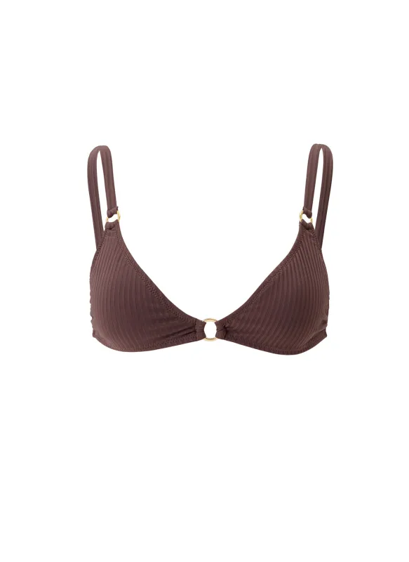 Montenegro Brown Ribbed Bikini Top sold by Melissa Odabash