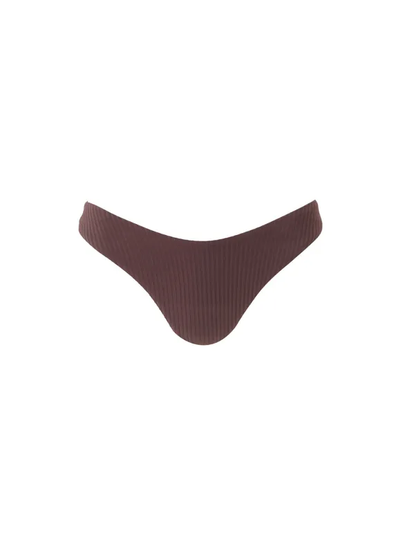 Noto Brown Ribbed Bikini Bottom sold by Melissa Odabash