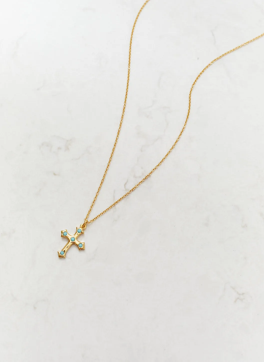 Gold Turquoise Cross Pendant Necklace sold by Melissa Odabash product image thumbnail 2