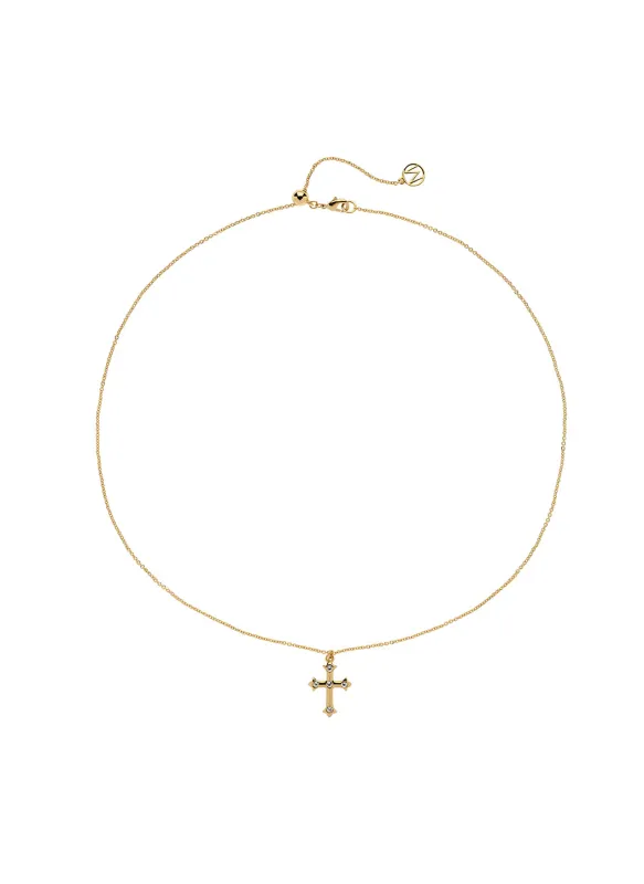 Gold Crystal Cross Pendant Necklace sold by Melissa Odabash