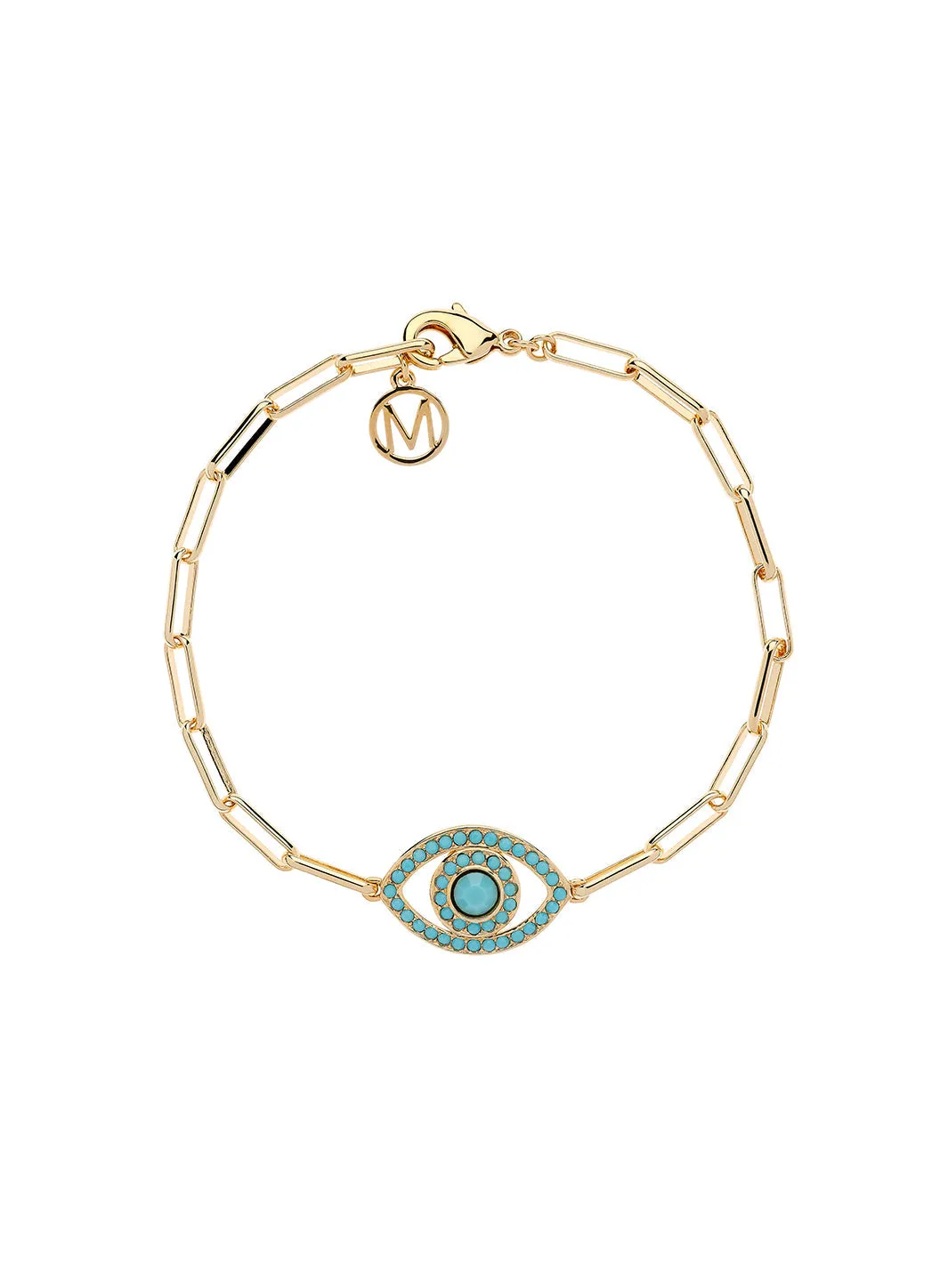 Gold Chain Turquoise Eye Bracelet sold by Melissa Odabash