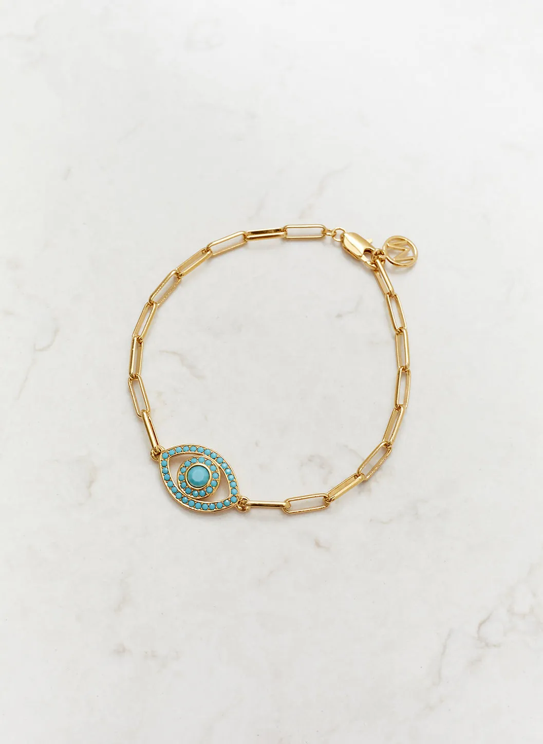 Gold Chain Turquoise Eye Bracelet sold by Melissa Odabash product image thumbnail 2