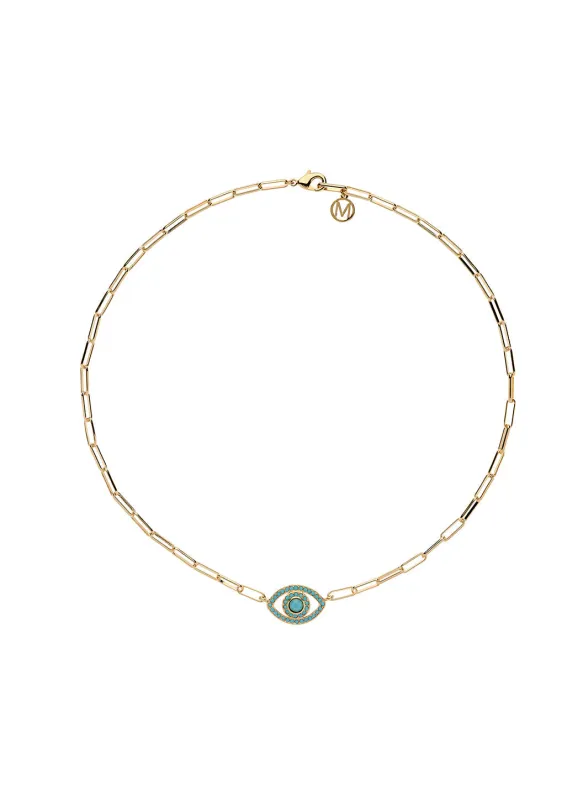Gold Chain Turquoise Eye Necklace sold by Melissa Odabash