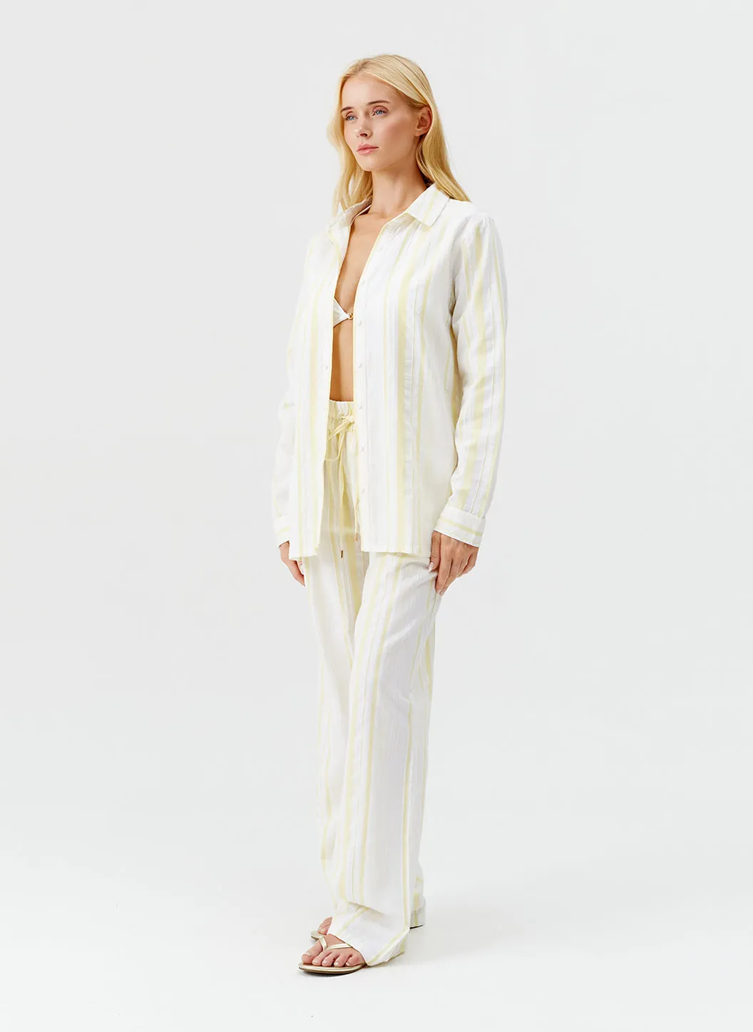 Tina Yellow Stripe Shirt sold by Melissa Odabash product image thumbnail 3