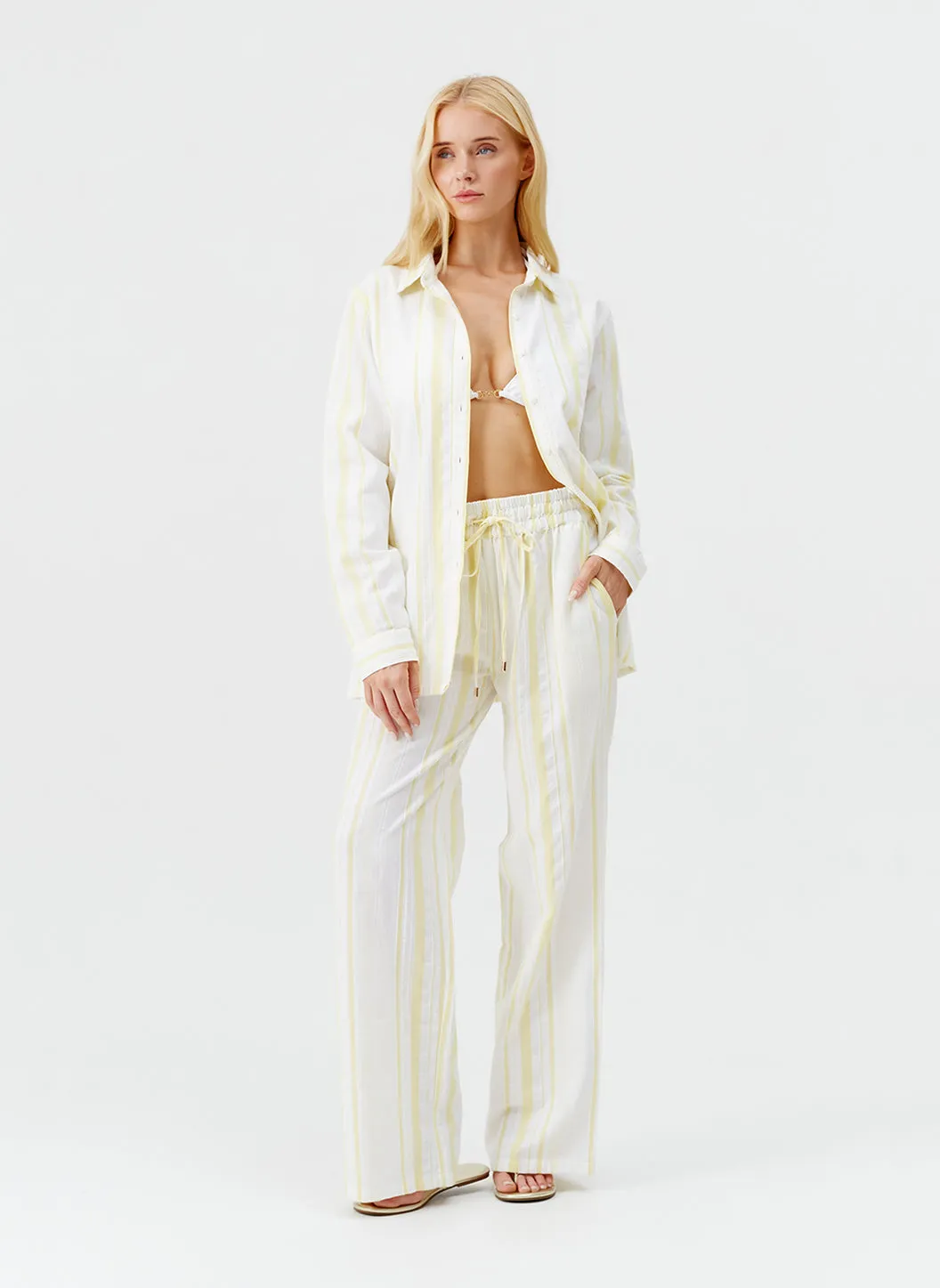 Krissy Yellow Stripe Trousers sold by Melissa Odabash product image thumbnail 5