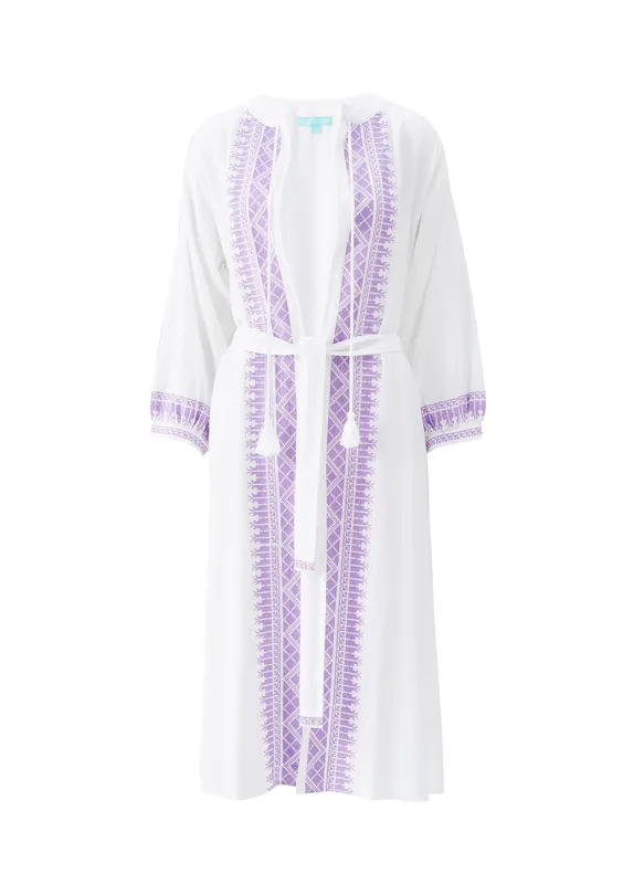 Audrey White/Lavender Kaftan made by Melissa Odabash