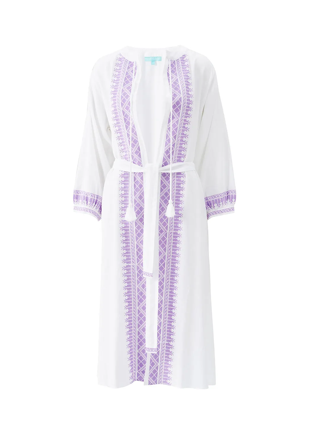 Audrey White/Lavender Kaftan sold by Melissa Odabash