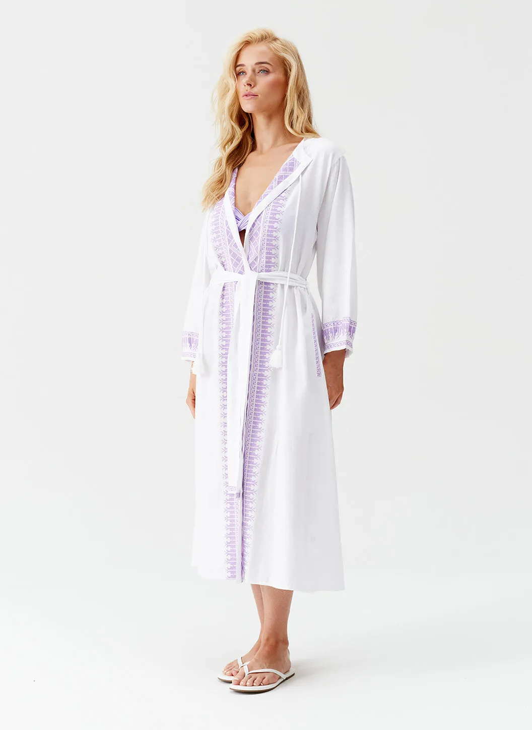 Audrey White/Lavender Kaftan sold by Melissa Odabash product image thumbnail 5