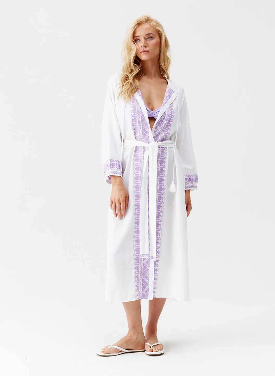 Audrey White/Lavender Kaftan sold by Melissa Odabash product image thumbnail 3