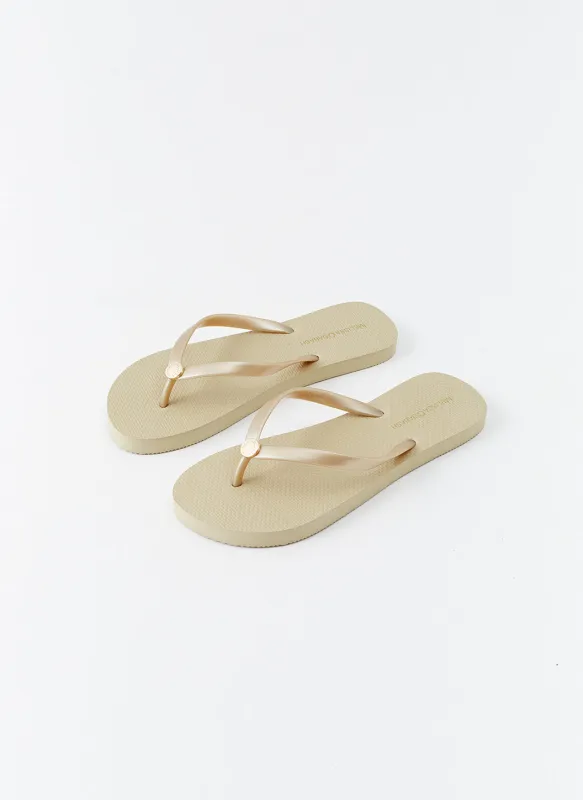 Rubber Gold Flip Flops sold by Melissa Odabash