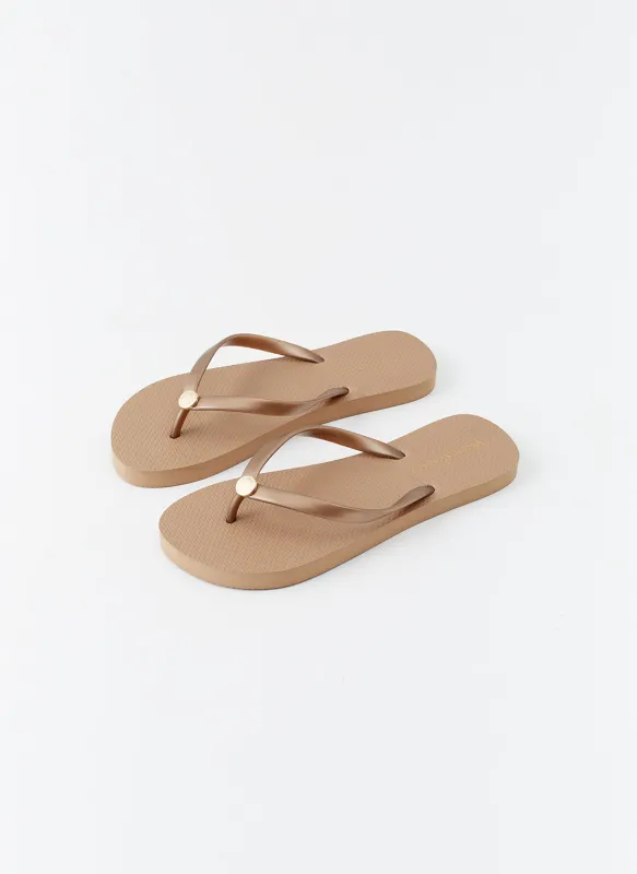 Rubber Bronze Flip Flops sold by Melissa Odabash