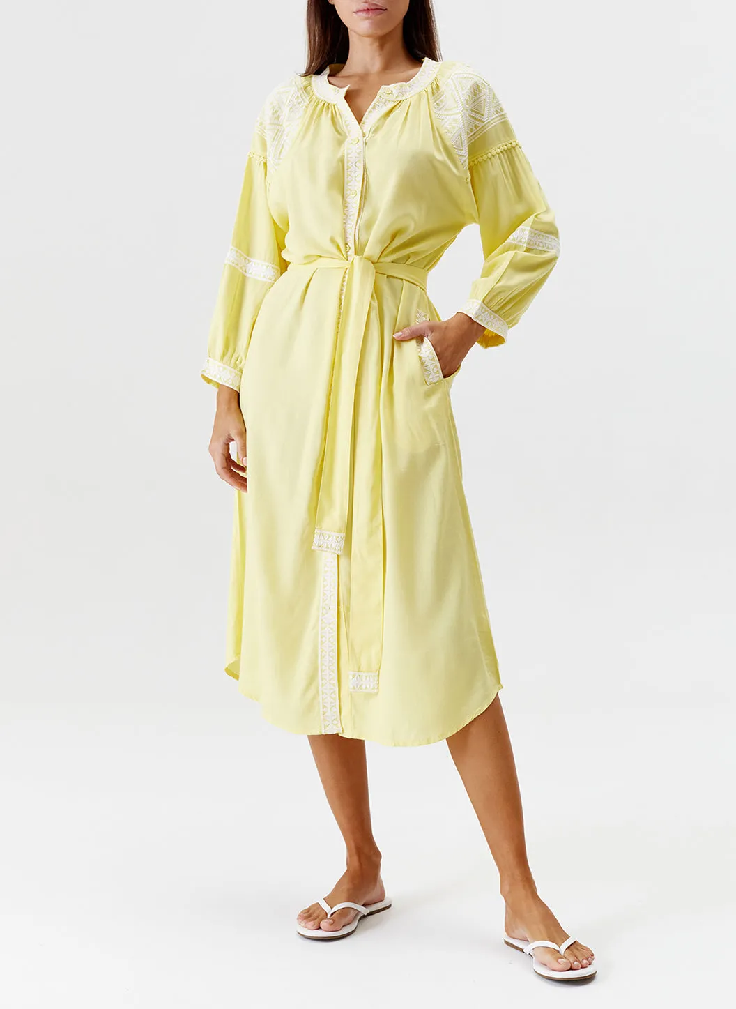 Ally Yellow/White Kaftan sold by Melissa Odabash product image thumbnail 4