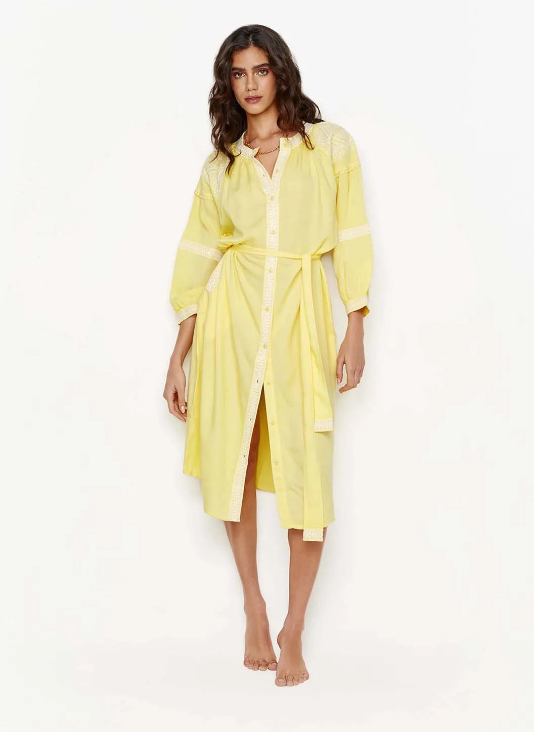 Ally Yellow/White Kaftan sold by Melissa Odabash product image thumbnail 2