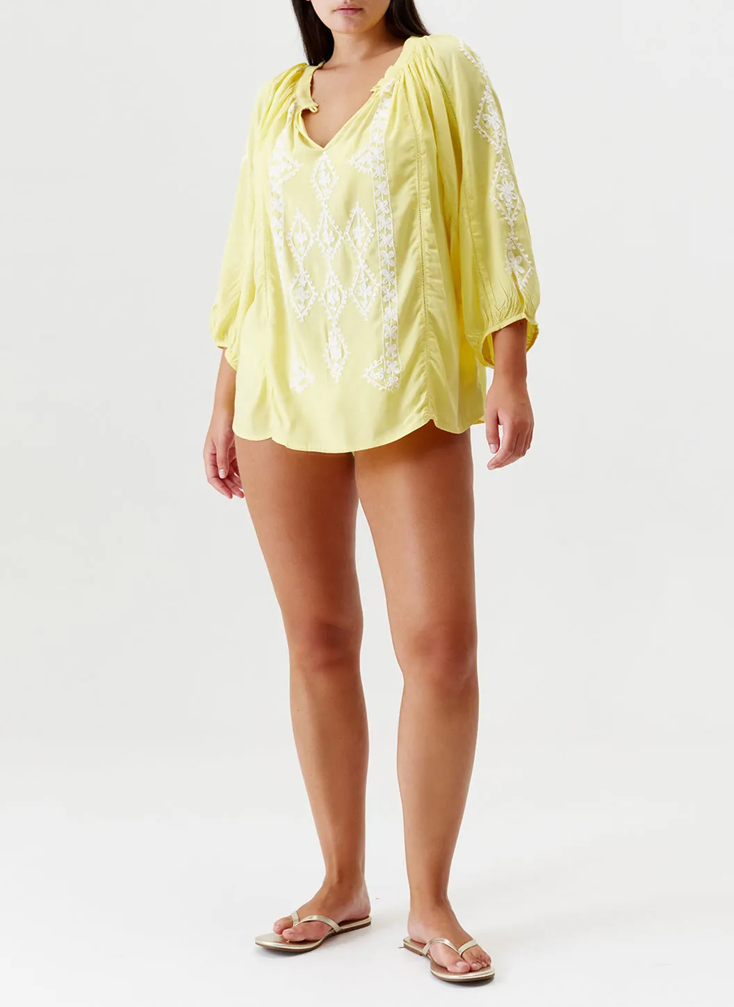 Aliya Yellow White Shirt sold by Melissa Odabash product image thumbnail 5