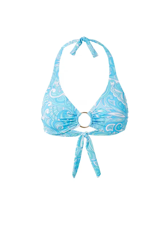 Brussels Blue Mirage Bikini Top sold by Melissa Odabash