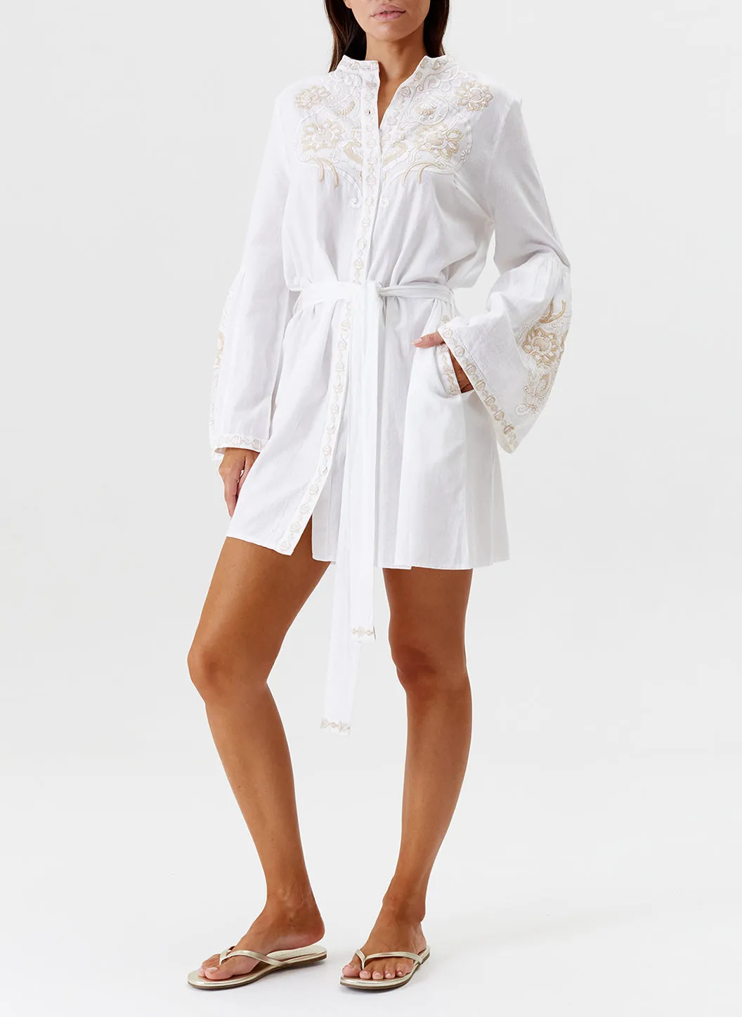 Everly White Tan Kaftan sold by Melissa Odabash product image thumbnail 3