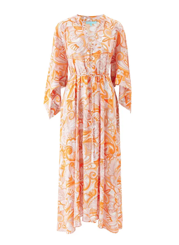 Edith Orange Mirage Kaftan sold by Melissa Odabash