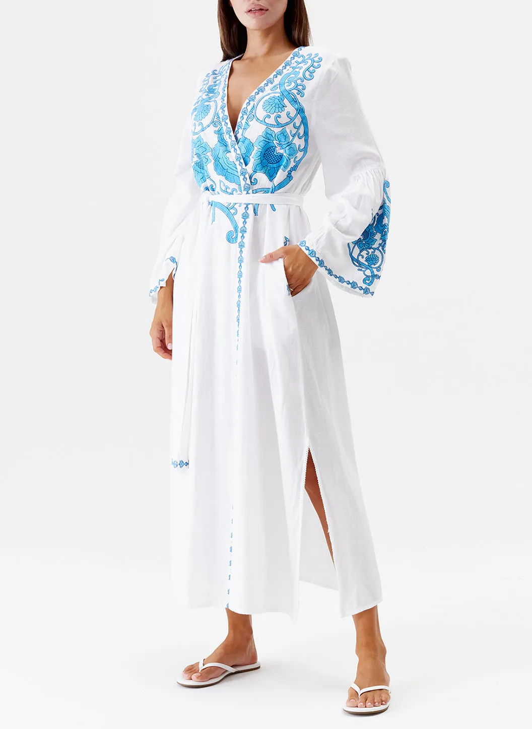 Romilly White/Blue Kaftan sold by Melissa Odabash product image thumbnail 4