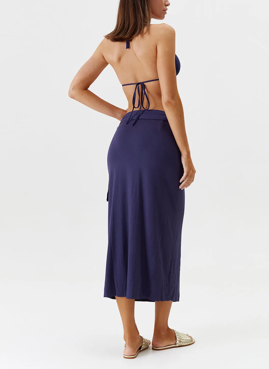 Ida Navy Skirt sold by Melissa Odabash product image thumbnail 3