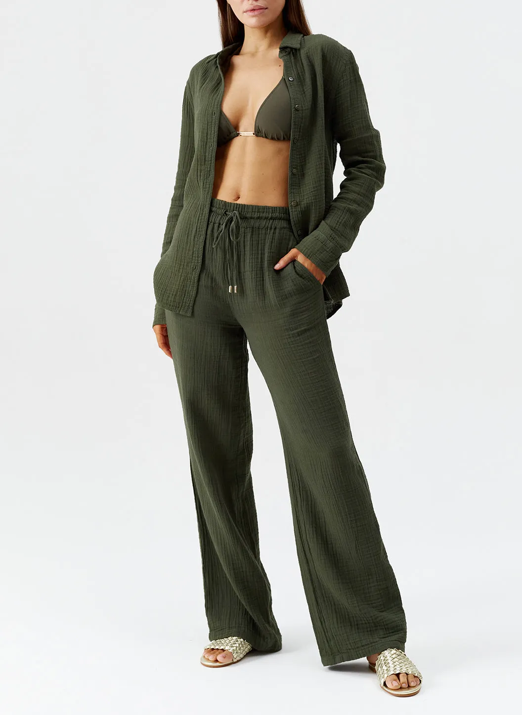 Exclusive Krissy Olive Trousers sold by Melissa Odabash product image thumbnail 3