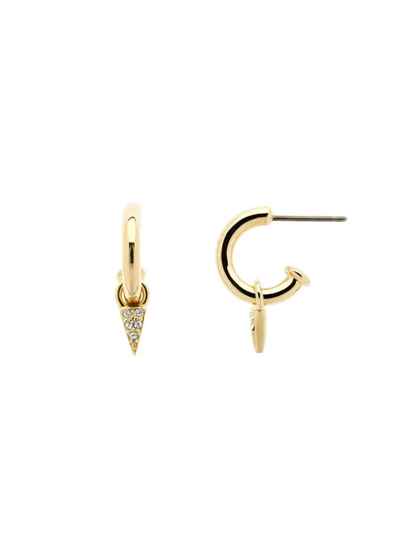 Gold Crystal Spike Charm Hoop Earrings sold by Melissa Odabash