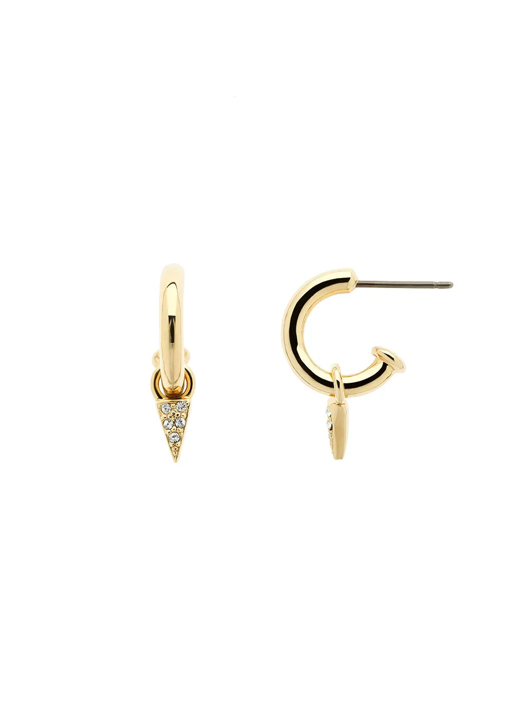 Gold Crystal Spike Charm Hoop Earrings sold by Melissa Odabash