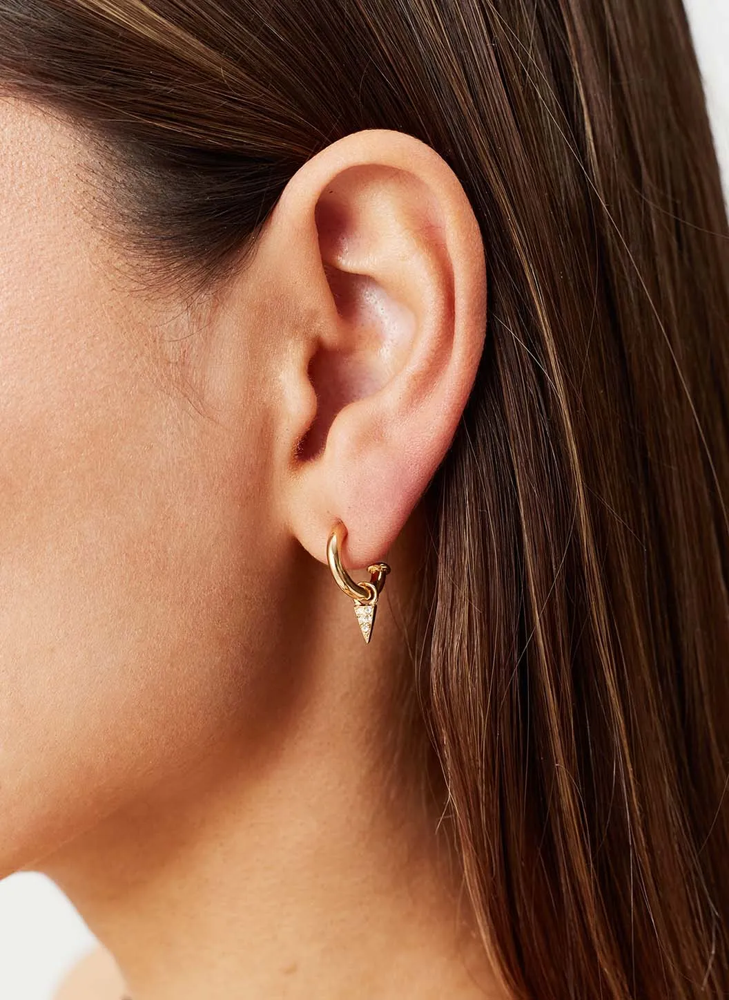 Gold Crystal Spike Charm Hoop Earrings sold by Melissa Odabash product image thumbnail 2