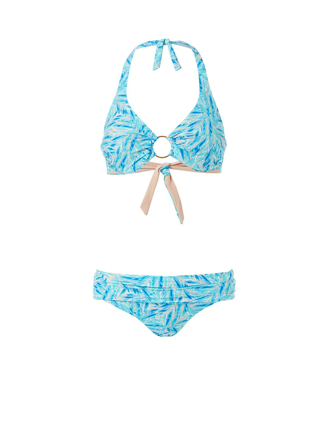 Brussels Blue Leaf Halterneck Ring Supportive Bikini sold by Melissa Odabash