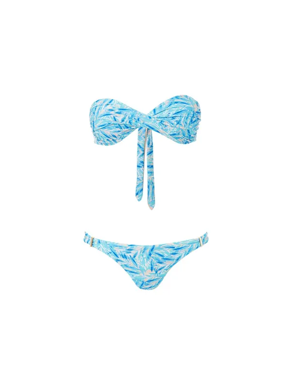 Martinique Blue Leaf Bandeau Padded Twist Bikini sold by Melissa Odabash