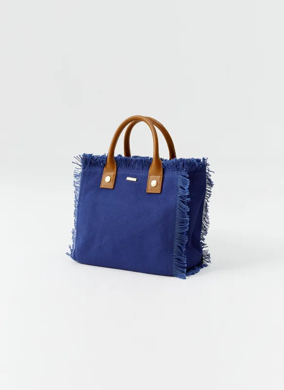 Porto Cervo Navy Tan Tote sold by Melissa Odabash