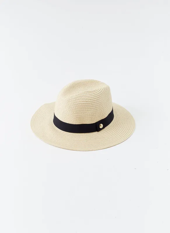 Fedora Beige/Black Hat made by Melissa Odabash