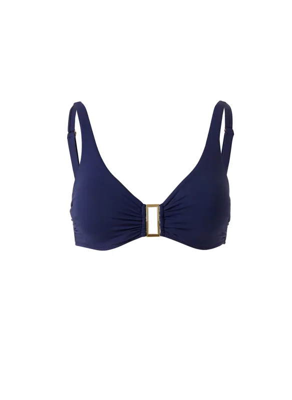 Bel Air Navy Bikini Top sold by Melissa Odabash