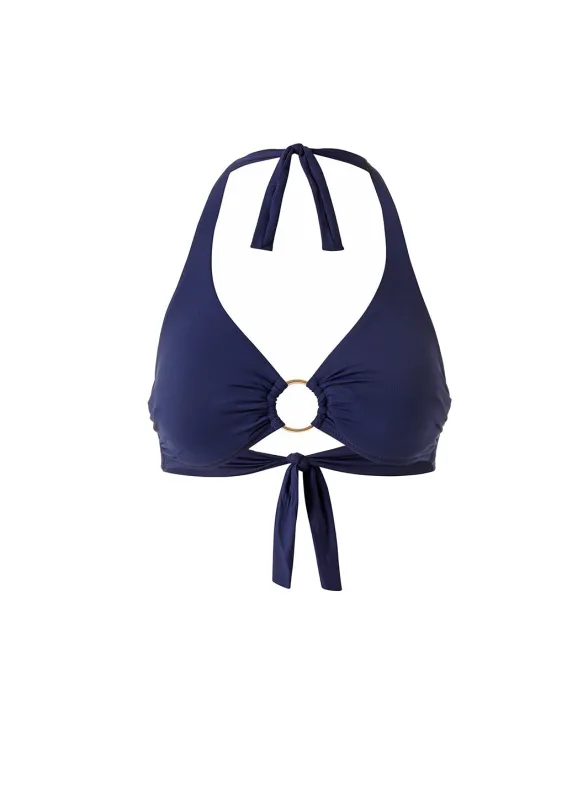 Brussels Navy Bikini Top sold by Melissa Odabash